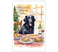 Flat Coated Retriever Dog Christmas Card, Large Size 5.8" x 8.3"