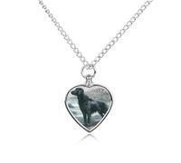 Flat-Coated Retriever Dog Pet Ash Necklace Keepsake Memorial Heart Pendant Jewelry