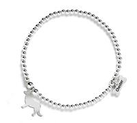 Flat-Coated Retriever Silhouette Silver Ball Bead Bracelet - Personalised