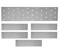 Flat Connecting Joining Plate Timber Wood Fixing Galvanised Heavy Duty Brace Bracket Perforated Metal Steel Sheet 9.45"x 2.36"x 0.08" (240 x 60 x 2mm) Pack of 5pcs