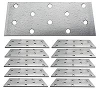 Flat Connecting Joining Plates Galvanised Zinc Z275g/m2 20μm Brace Bracket Perforated Metal Steel Sheet Timber Wood Fixing Heavy Duty 4" x 1.5" (100 x 40 x 2mm) Pack of 10pcs