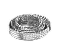 Flat Copper Braid Cable, 1 meter Tinned Copper Braided Sleeving Wire Silver 13-22mm(Width 13mm)