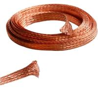 Flat Copper Braid Cable, 1M 10M Pure Coppers Braided Ground Strip Wire Expandable Metal Sheath Shielded Signal Cable Shielded(18mm,1M)