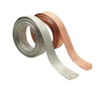 Flat copper braided cable 1/2/5M Copper Braided Sleeve Tinned Plating width 2~28 mm Expandable Screening Signal Wire Cable Shielded Metal Sheath(Tinned Copper,Width 2mm,5 meters)
