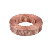 Flat copper braided cable 1/3/5/10m Copper Braided Shielding Sleeve 2 4 6 8 10 12 14 16 18 20 25 28mm Expandable Connecting Signal Wire Cable Metal Sheath(Pure Copper,Width 16mm,3 Meters)