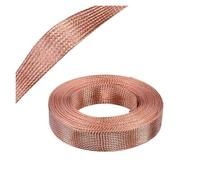 Flat copper braided cable 1/5/20M Width 2mm ~ 28mm Pure Copper Tinned Plating Braided Sleeve Expandable Screening Signal Wire Cable Shielded Metal Sheath(Pure Copper,8mm,15 meters)