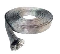 Flat copper braided cable 1pc 1M Copper Metal Braided Sleeving 2/4/6/8/10mm Conductive Anti-interference for Power, audio, speaker Metal sheath(Copper tin plating,4mm)