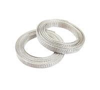 Flat copper braided cable 1pc ID2/4/6/8/10/12/16/20/25mm Shielding Anti-Interference Silver Plated Sleeve Audio Speaker Wire Braided Net Corrosion Resistant(6mm)