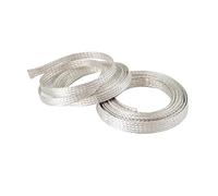 Flat copper braided cable 1pc Silver Plated Copper Insulation Sleeve ID 2mm/4/6/8/10/12/16/20/25mm Audio Speaker Spiral Wrapping Sleeving Highly Conductive(25mm)