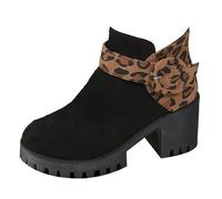flat cowboy boots for women Womens Boots Fashion Thick Bottom Chunky Heel Women's Breathable Fashion Round Head Chunky Heel Women's Shoes Wide Fit Walking platform trainers for women Brown 7.5
