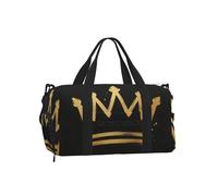 Flat Crown Graffiti Duffel Bag with Shoe Compartment-Sports Gym Weekender for Men Women, Waterproof Travel Tote with Wet Pocket for Dirty Shoes