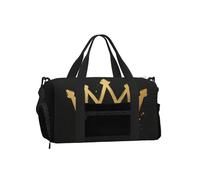 Flat Crown Graffiti Duffel Bag with Shoe Compartment-Sports Gym Weekender for Men Women, Waterproof Travel Tote with Wet Pocket for Dirty Shoes