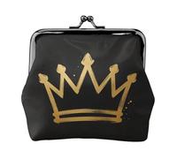 Flat Crown Graffiti Leather Coin Purse for Women-Small Kiss Lock Wallet, Mini Card Holder for Keys Lipstick, Cute Change Purse for Travel