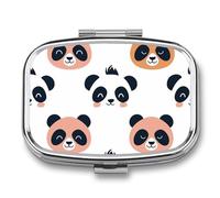 Flat Design Style Pill Box - 2 Compartment Travel Pill Organizer with Small Mirror, Portable Pillcase for Pocket & Purse, Cute Square Medicine Case, Weekly Medicine Container