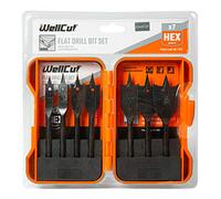 Flat Drill Bit 7-Pieces Set 10-32mm Ultra Sharp Drill Spade Bit Set With Storage Case Ideal For Woodworking, Tradesman, Electricians, Plumbers, WellCut