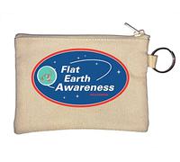 Flat Earth Awareness Funny Logo Hashtag Flatearth Key Chain Coin Purse Beige