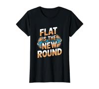 Flat Earth Conspiracy Theory - Flat is The New Round Value Graphic T-Shirt, Women, Black, S