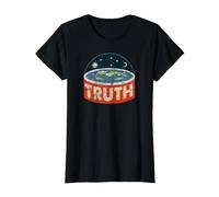 Flat Earth Conspiracy Theory Society Flat Earth Vintage T-Shirt, Women, Black, X-Small