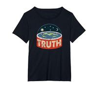 Flat Earth Conspiracy Theory Society Flat Earth Vintage T-Shirt, Women's Plus, Black, 2X