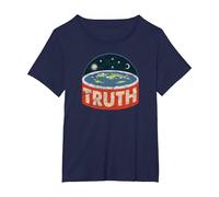 Flat Earth Conspiracy Theory Society Flat Earth Vintage T-Shirt, Women's Plus, Navy Blue, 2X