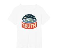 Flat Earth Conspiracy Theory Society Flat Earth Vintage T-Shirt, Women's Plus, White, 2X