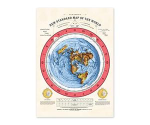 Flat Earth Map - Alexander Gleason's 'The New Standard Map of the World' - 2D Giclee 3D shadow Relief effect (180gsm Matt Poster Paper, A1: 33.1 x 23.4 in)
