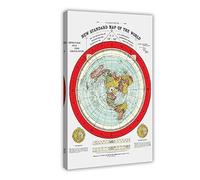 Flat Earth Map - Gleason's New Standard Map of The World - Canvas Poster Wall Art Decor Print Picture Paintings for Living Room Bedroom Decoration Frame-style 08x12inch(20x30cm)