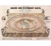 Flat Earth Map - Map of the Square and Stationary Earth -Orlando Ferguson- Poster Various Sizes (A2 16.5 x 23.4")