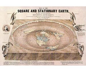 Flat Earth Map - Map of the Square and Stationary Earth -Orlando Ferguson- Poster Various Sizes (A2 16.5 x 23.4")