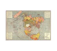 Flat Earth Map Polar Azimuthal Equidistant Projection 1943 WWII Poster Bedroom Canvas Decor Print Wall Art Office Room Aesthetic Decor Gift 24x36inch(