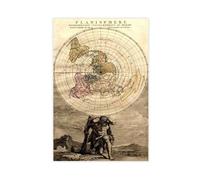 Flat Earth Planisphere World Map Vintage 1715 - Louis Renard - Azimuthel Equidistant Canvas Art Poster And Wall Art Picture Print Modern Family Bedroo