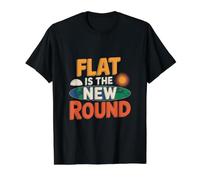 Flat Earth Society Flat Earther - Flat is The New Round Value Graphic T-Shirt, Men, Black, L