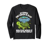Flat Earth Society Funny Conspiracy Theory Turtle Elephant Long Sleeve T-Shirt