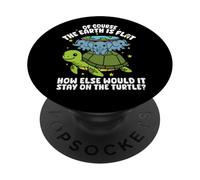 Flat Earth Society Funny Conspiracy Theory Turtle Elephant PopSockets Adhesive PopGrip