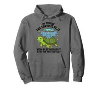 Flat Earth Society Funny Conspiracy Theory Turtle Elephant Pullover Hoodie