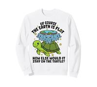 Flat Earth Society Funny Conspiracy Theory Turtle Elephant Sweatshirt