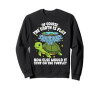 Flat Earth Society Funny Conspiracy Theory Turtle Elephant Sweatshirt