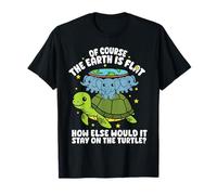 Flat Earth Society Funny Conspiracy Theory Turtle Elephant T-Shirt