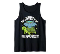 Flat Earth Society Funny Conspiracy Theory Turtle Elephant Tank Top
