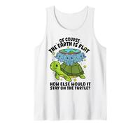 Flat Earth Society Funny Conspiracy Theory Turtle Elephant Tank Top