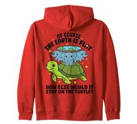 Flat Earth Society Funny Conspiracy Theory Turtle Elephant Zip Hoodie