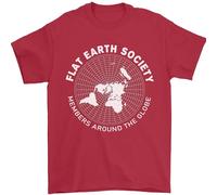 Flat Earth Society Members Around The Globe Mens T-Shirt 100% Cotton Red 3XL