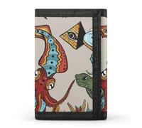 Flat Earth Theory with Turtle and Three Elephants Wallet for Men Trifold Wallets Credit Card Holder Minimalist Front Pocket for Women