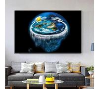Flat Earth With Dome Art Canvas Painting Poster Print On Wall Art Picture Modern Home Decor Suitable For Living Room -24x31in(60x80cm) frameless