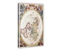 Flat Earth World Map Vintage - Jacob Harrewyn - Polar Azimuthal Projection Canvas Art Poster And Wall Art Picture Print Modern Family Bedroom Decor 12