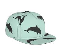 Flat Eaves Baseball Cap for Men Women Dolphin Marine Animal Adjustable Snapback Breathable Hip Hop Hats Cool Style Colorful Flat Black