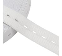 Flat Elastic Wide Bands Button Hole Knit Elastic Band Rubber Band Strech Tape for DIY Sewing Garment Trousers Accessories 15/20/25/30mm(White,2 Meters_25MM)