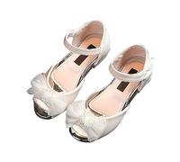 Flat Evening Shoes Girls Mary Jane Low Shoes for Girls Baby Toddler Rubber Sole Ballet Flats Flat Party School Shoes with Bow School Shoes, beige, 10 UK Child