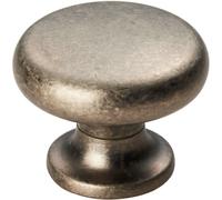 Flat Faced Round Door Knob 34mm Diameter Pewter Small Cabinet Handle