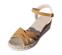Flat Feet Arch Support Sandals Wedge Size 4 Women's Summer Fashion Flat Bottom Slope With Big Yards Sandals Female New Europe And The States Casual Yellow Size 5 Ladies Summer (Brown 37)